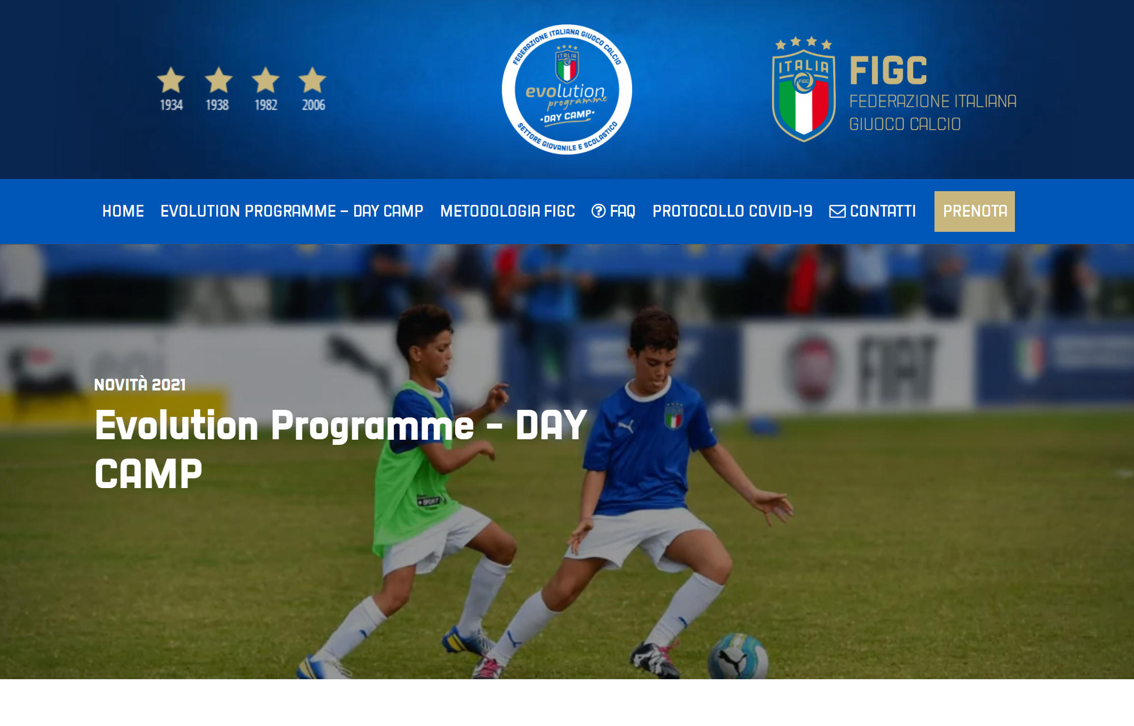 Il sito web che ho realizzato per i Centri Estivi FIGC