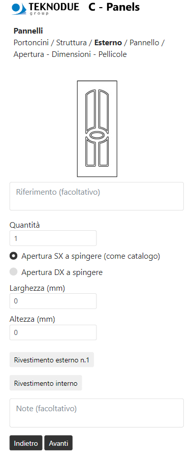 Il configuratore d'ordini C-Panels da mobile