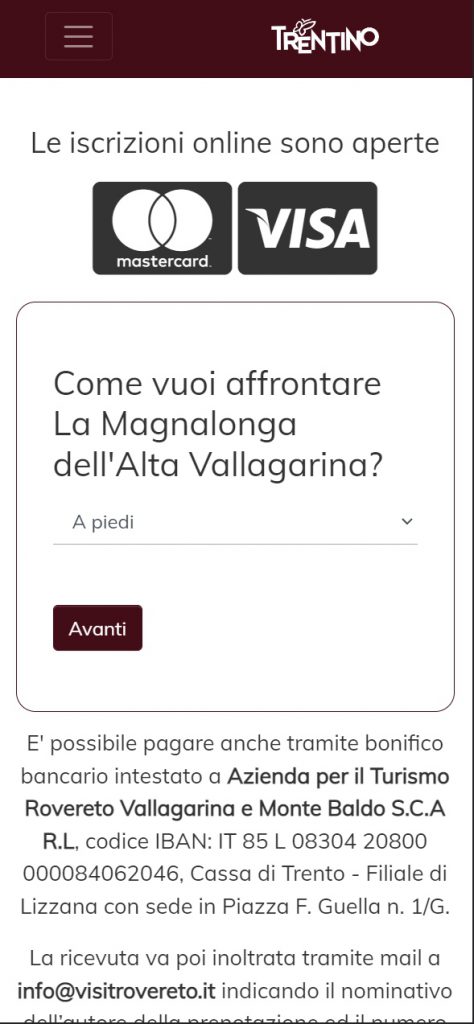 Il processo d'iscrizione della Magnalonga da smartphone