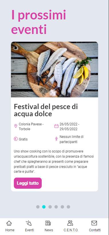 La navigazione su mobile del sito di CENTO