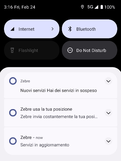 Le notifiche dell'applicazione Android