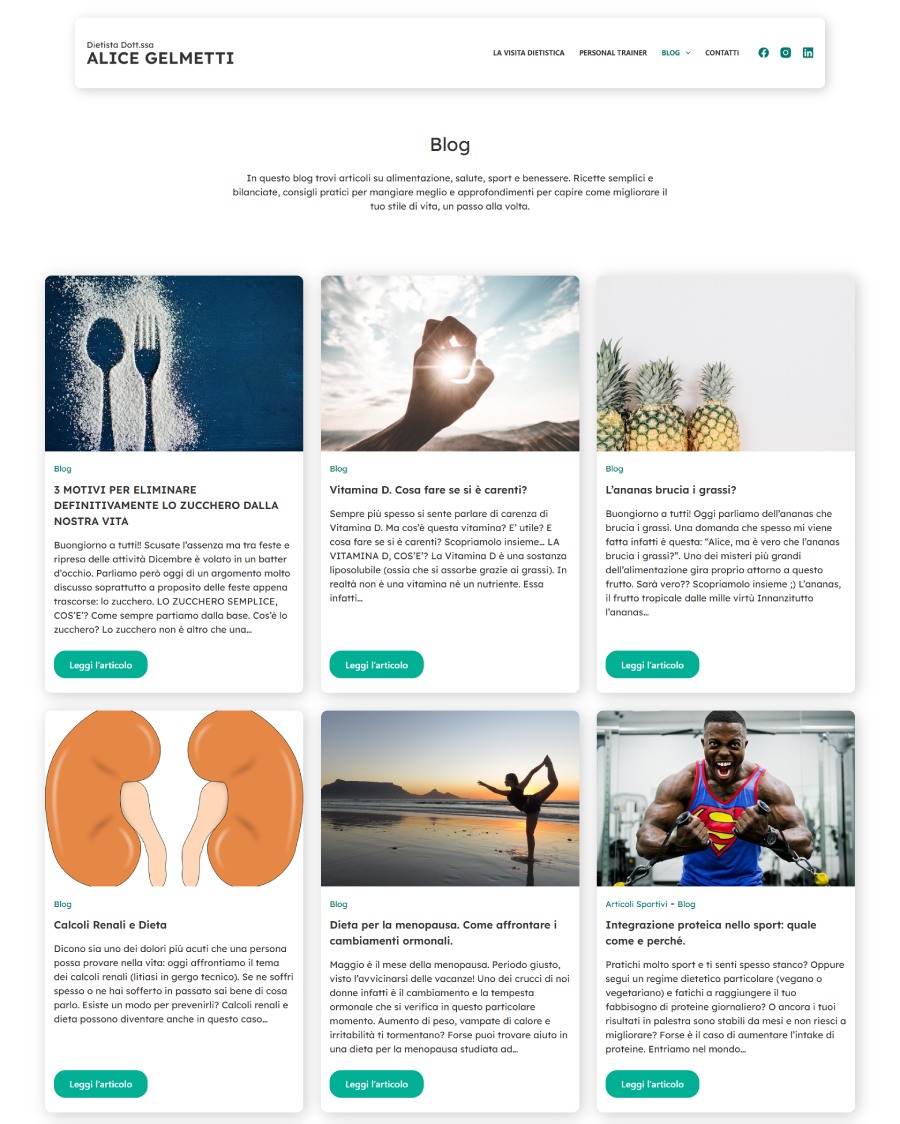 Pagina del nuovo sito nutrizionista a Verona con contenuti ottimizzati e comunicazione più chiara